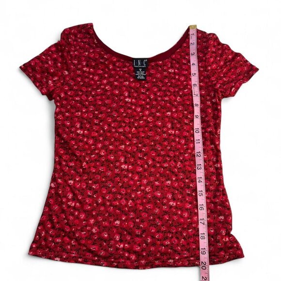 Vintage red floral and beaded mesh baby tee - Picture 7 of 8